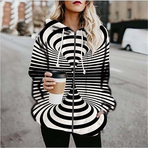

Women's Daily Coat Regular Fit Basic Jacket Long Sleeve 3D Print Graphic Print Black / Going out