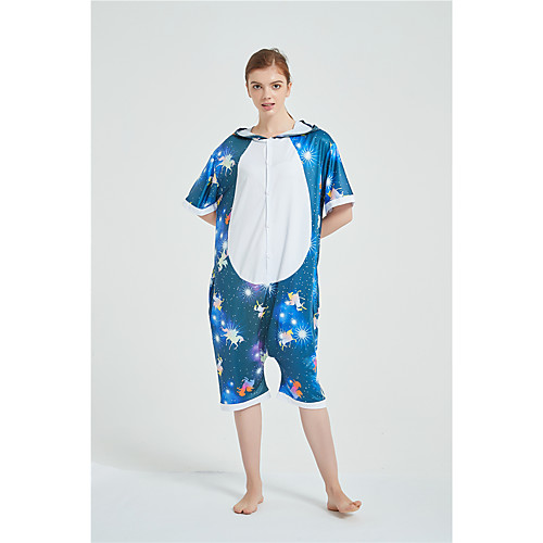

Adults' Kigurumi Pajamas Unicorn Onesie Pajamas Pure Cotton Blue Cosplay For Men and Women Animal Sleepwear Cartoon Festival / Holiday Costumes
