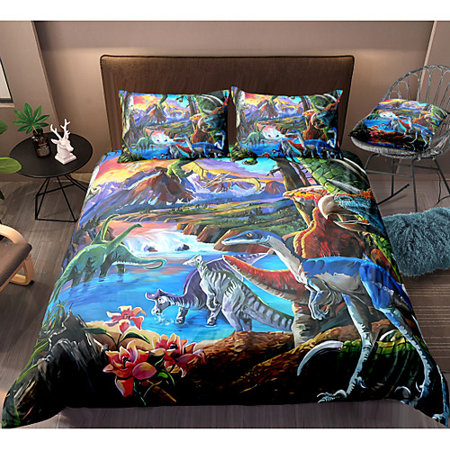 

Dinosaur Print 3-Piece Duvet Cover Set Hotel Bedding Sets Comforter Cover with Soft Lightweight Microfiber For Holiday Decoration(Include 1 Duvet Cover and 1or 2 Pillowcases)
