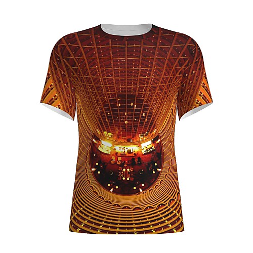 

Men's T shirt 3D Print Graphic Optical Illusion 3D Print Short Sleeve Daily Tops Yellow