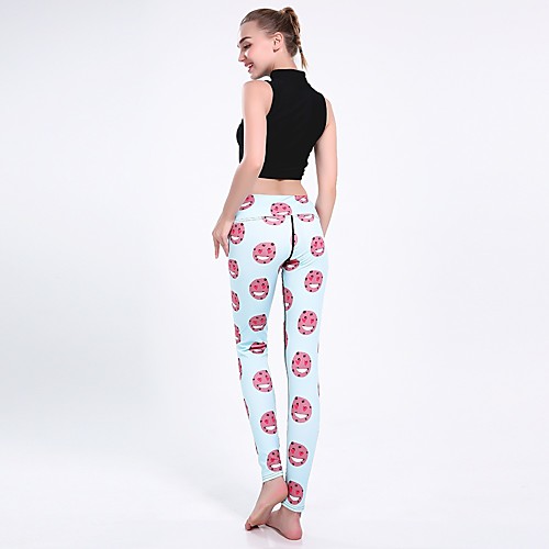 

Women's Casual Yoga Comfort Daily Gym Leggings Pants Multi Color Patterned Ankle-Length Patchwork Print Blue