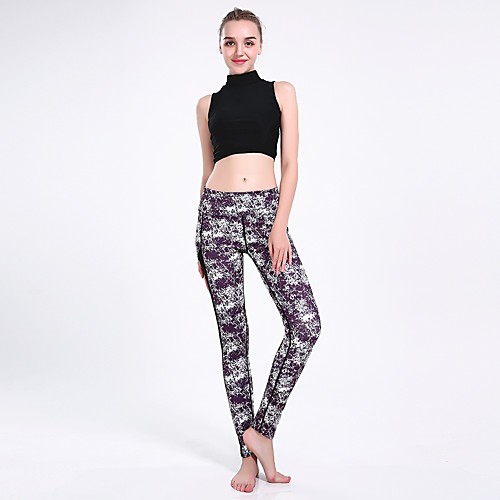 

Women's Basic Casual Comfort Daily Gym Leggings Pants Multi Color Ankle-Length Patchwork Print Rainbow