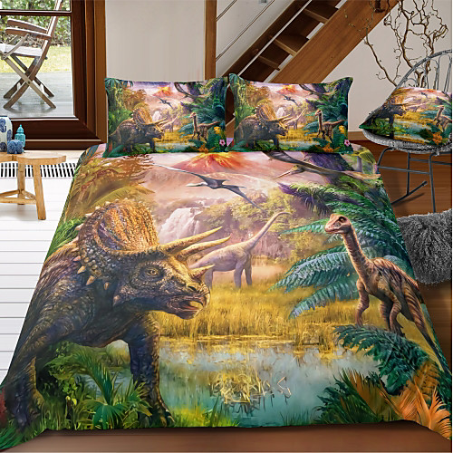 

Animal Series Dinosaur Print 3-Piece Duvet Cover Set Hotel Bedding Sets Comforter Cover with Soft Lightweight Microfiber For Holiday Decoration(Include 1 Duvet Cover and 1or 2 Pillowcases)