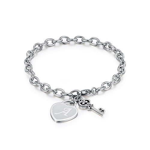

initial bracelets jewelry 26 letters key heart charm bracelets stainless steel charms bracelet birthday for women girls