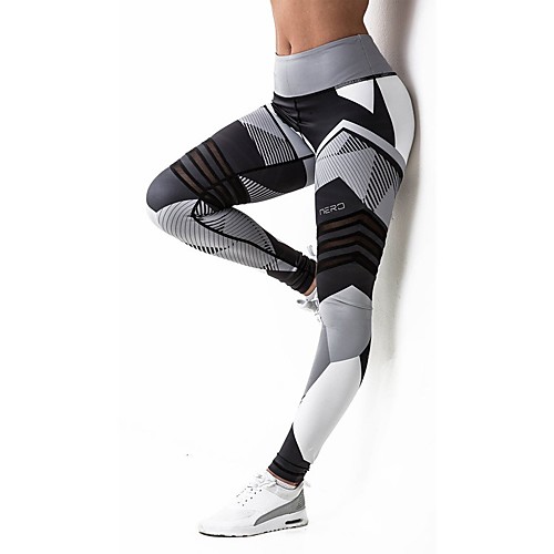 

Women's Casual Yoga Comfort Daily Gym Leggings Pants Print Patterned Ankle-Length Patchwork Print Black