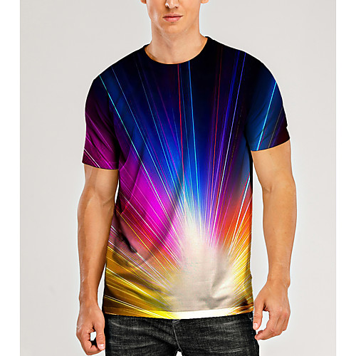 

Men's T shirt 3D Print Rainbow Graphic 3D Print Short Sleeve Daily Tops Rainbow