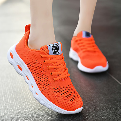 

Women's Flats Flat Heel Round Toe Sporty Daily Outdoor Running Shoes Walking Shoes Mesh Solid Colored Summer White Black Orange