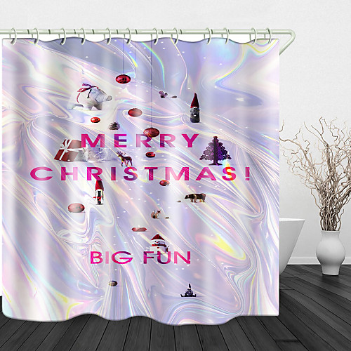 

Colorful Christmas Gifts Print Waterproof Fabric Shower Curtain For Bathroom Home Decor Covered Bathtub Curtains Liner Includes With Hooks
