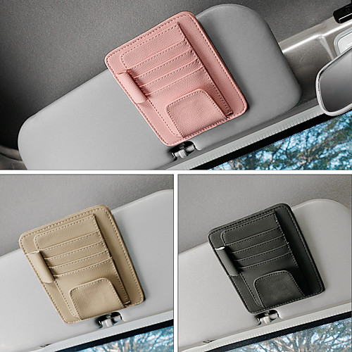 

DeRanFu Car Sun Visor Organizer PU Leather Multifunctional Storage Glasses Clip Multi function Storage Bag Folder Card CD Pouch Holder 3 Colors To Choice
