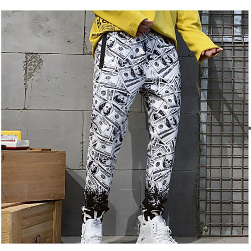 

Men's Casual Chinos Pants Floral Full Length Black