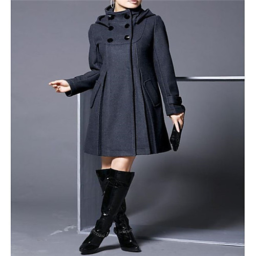 

Women's Cloak / Capes Work Spring Long Coat Regular Fit Active Jacket Long Sleeve Solid Colored Green Black / Plus Size