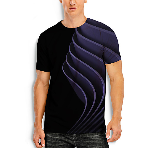 

Men's T shirt 3D Print Graphic Optical Illusion 3D Print Short Sleeve Daily Tops Black