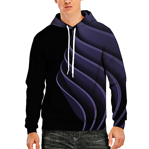 

Men's Pullover Hoodie Sweatshirt Graphic Optical Illusion 3D Print Hooded Daily 3D Print 3D Print Casual Hoodies Sweatshirts Long Sleeve Black