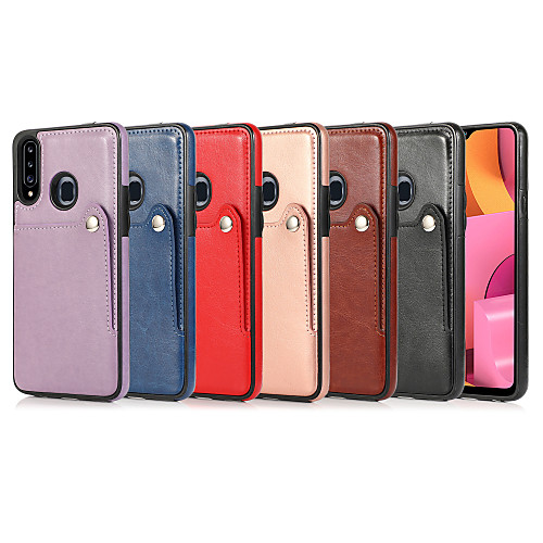 

Phone Case For Samsung Galaxy Back Cover Leather S20 Plus S20 Ultra S20 S9 S9 Plus S8 Plus S8 S7 edge S7 Note 9 Shockproof Solid Color PU Leather TPU