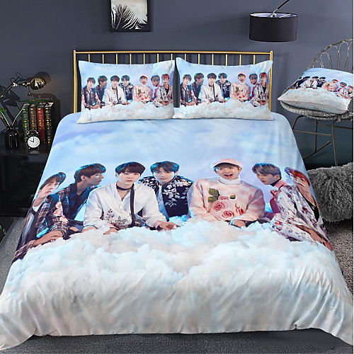 

BTS Series 3-Piece Duvet Cover Set Hotel Bedding Sets Comforter Cover with Soft Lightweight Microfiber For Holiday Decoration(Include 1 Duvet Cover and 1or 2 Pillowcases)
