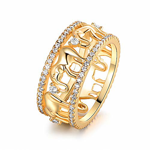 

18k gold & 2-tone plated elephant cubic zirconia eternity ring (gold, 10)
