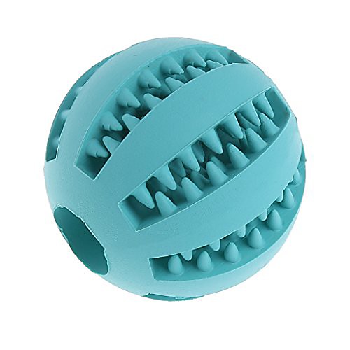 

dog toy ball, chew toy food dispenser ball rubber teeth cleaning toy (blue)