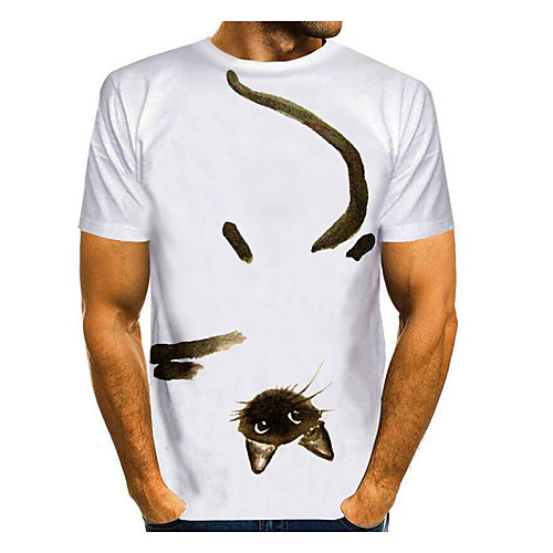 

Men's Unisex T shirt 3D Print Graphic 3D Animal Plus Size Print Short Sleeve Daily Tops Casual White