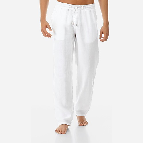 

men's jogger pants pants high elasticity elastic waist gym workout running sweatpants with pockets white