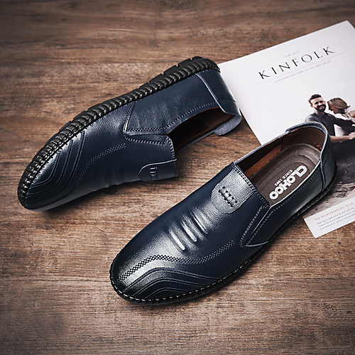 

Men's Loafers & Slip-Ons Penny Loafers Casual Daily Walking Shoes Cowhide Breathable Non-slipping Wear Proof Blue Black Brown Fall