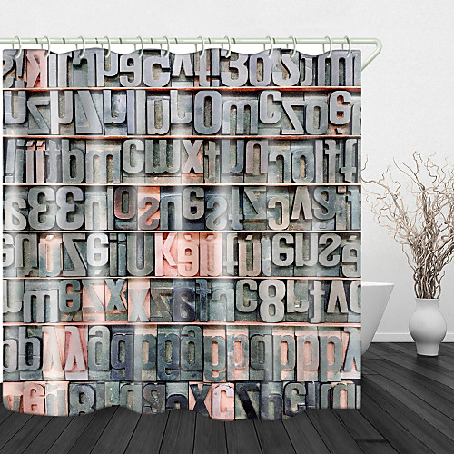 

Alphanumeric Background Print Waterproof Fabric Shower Curtain for Bathroom Home Decor Covered Bathtub Curtains Liner Includes with Hooks 72 Inch