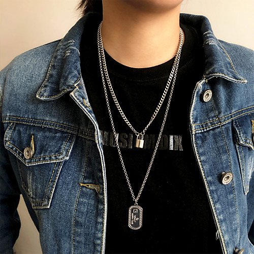 

Women's Men's Pendant Necklace Chain Necklace Drop Vertical / Gold bar Joy Blessed Faith Angel Fashion Vintage Punk Trendy Stainless Steel Titanium Steel Silver 67 cm Necklace Jewelry 2pcs For Party