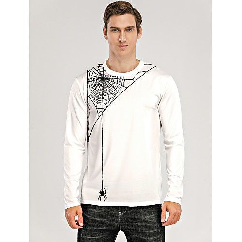 

Men's T shirt 3D Print Graphic 3D Animal Print Long Sleeve Daily Tops Casual White