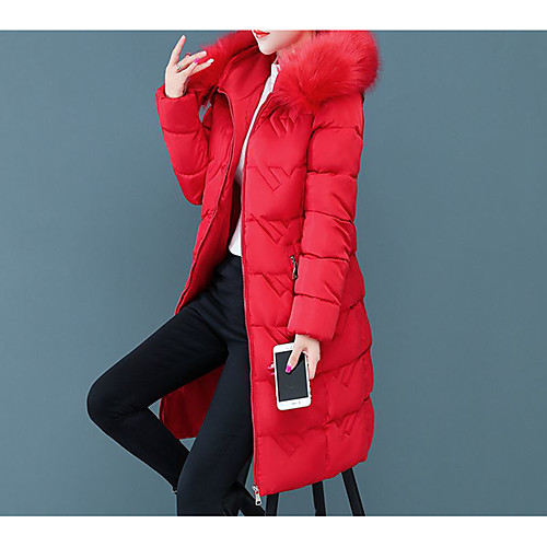 

Women's Down Regular Coat Regular Fit Jacket Solid Colored Blue Green / Plus Size / Plus Size
