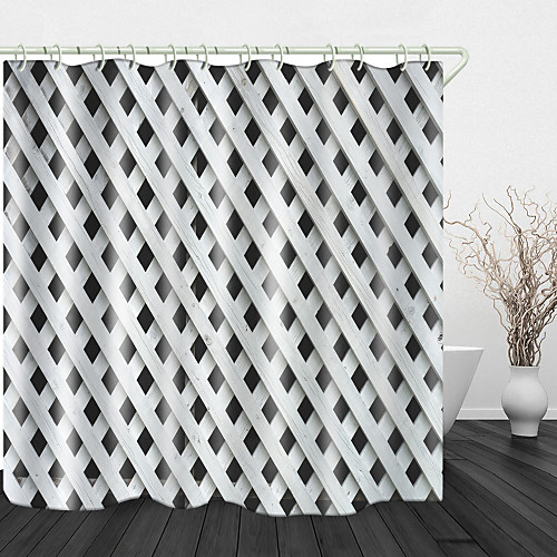 

Wooden strip Rhombus Background Print Waterproof Fabric Shower Curtain for Bathroom Home Decor Covered Bathtub Curtains Liner Includes with Hooks 72 Inch