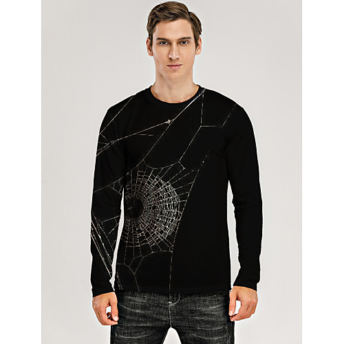 

Men's T shirt 3D Print Graphic 3D Animal Print Long Sleeve Daily Tops Casual Black