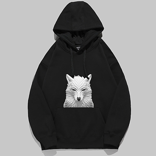 

Women's Hoodie Pullover Graphic 3D Wolf Front Pocket Daily Basic Casual Hoodies Sweatshirts Yellow Blushing Pink Black