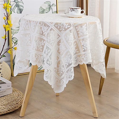 

9090cm Bright Silk Lace Tablecloth Decorative Fabric Table Cover for Outdoor and Indoor Use