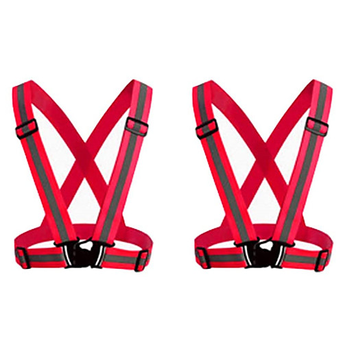 

reflective vest 2 pack safety gear with high visibility adjustable straps for running, jogging, cycling, hiking, walking, multicolor optional (red)