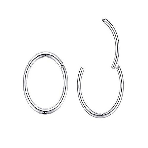 

20g 18g 16g surgical steel hinged nose rings hoop,6mm/8mm/10mm/12mm diameter hypoallergenic piercing rings for septum cartilage helix tragus lobe, women girls body piercing jewelry(mt-nose-2sv-8)