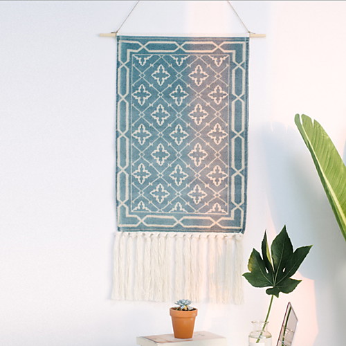 

Hand Woven Macrame Wall Tapestry Hanging Bohemian Mandala Boho Art Decor Blanket Curtain Home Bedroom Living Room Decoration Nordic Handmade Tassel Cotton Geometric 50x70cm