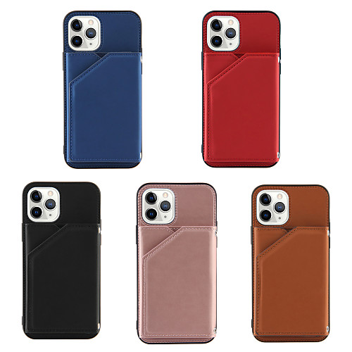 

Case For iPhone 12 / iPhone 12 Mini / iPhone 12 Pro Max Card Holder Shockproof Back Cover Solid Colored PU Leather TPU