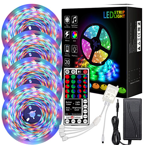 

45m led strip lights waterproof rgb led light 1080 leds 2835 smd color changing led strip light and 44 keys ir controller 12v adapter led lights kit for bedroom home