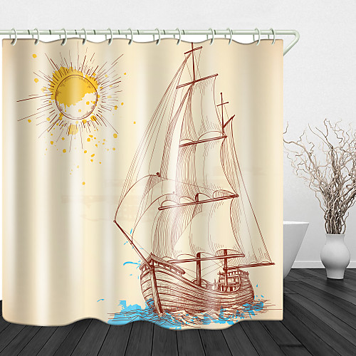 

Sailing in the sea Print Waterproof Fabric Shower Curtain for Bathroom Home Decor Covered Bathtub Curtains Liner Includes with Hooks 72 Inch