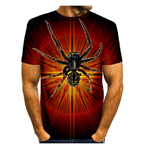 

Men's T shirt 3D Print Graphic 3D Animal Print Short Sleeve Daily Tops Casual Wine