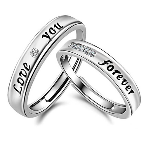 

Couple Rings Classic Silver Copper Silver-Plated Letter Fashion 2pcs Adjustable / Couple's / Promise Ring / Adjustable Ring / Band Ring