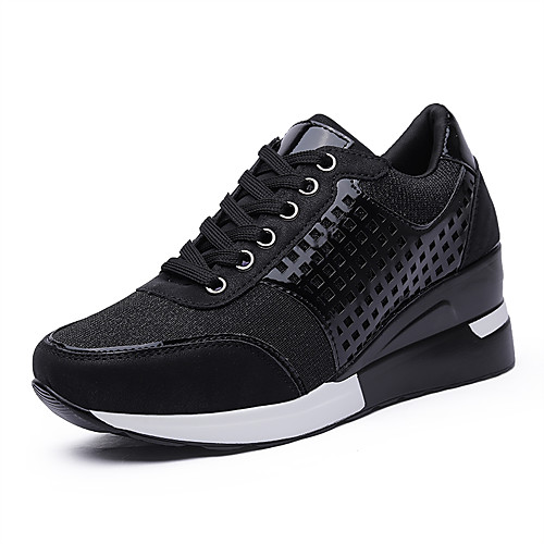 

Women's Sneakers Height Increasing Shoes Wedge Heel Round Toe Casual Preppy Minimalism Daily Outdoor Walking Shoes Mesh Solid Colored Black Gray