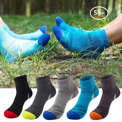 

5 Pack Hiking Socks Cushioned Walking Running Socks Moisture Wicking Blister Resist Multi Performance Padded Quarter Crew Ankle Athletic Socks Men's Women's Outdoor Trekking