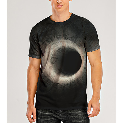 

Men's T shirt 3D Print Graphic Optical Illusion 3D Print Short Sleeve Daily Tops Casual Gray / White
