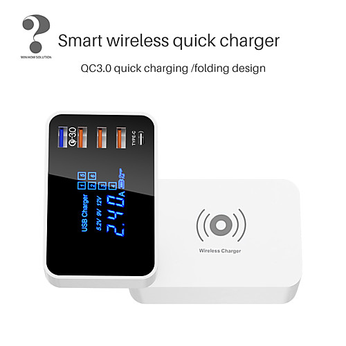 

WINHOW QI Wireless Charger Quick Charge Type-C 3.0 Smart USB Charging Station Hub Fast Charger Adapter For iPhone Samsung Xiaomi Huawei