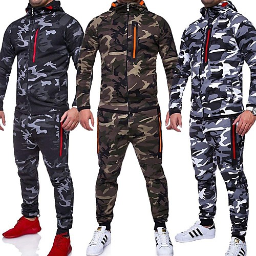 

men sets track suit jacket tracksuit sportswear hoodie coat pants sweatsuit gray l