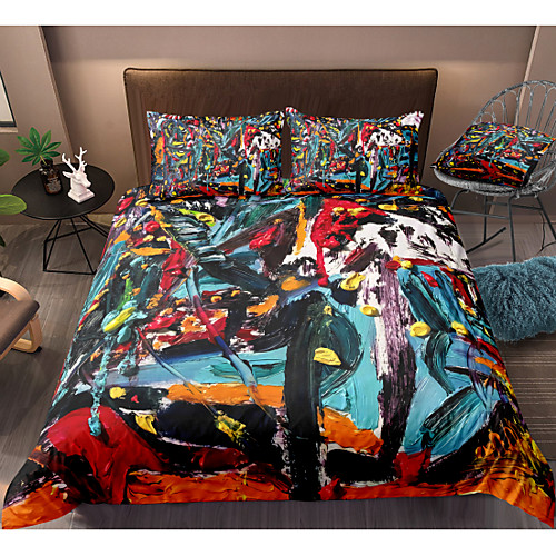 

3D Abstract Art 3-Piece Duvet Cover Set Hotel Bedding Sets Comforter Cover with Soft Lightweight Microfiber, Include 1 Duvet Cover, 2 Pillowcases for Double/Queen/King(1 Pillowcase for Twin/Single)