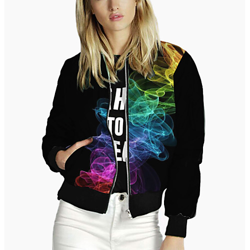 

Women's Jacket Daily Spring & Fall Regular Coat Regular Fit Active Streetwear Jacket Long Sleeve Print Print Black / Holiday