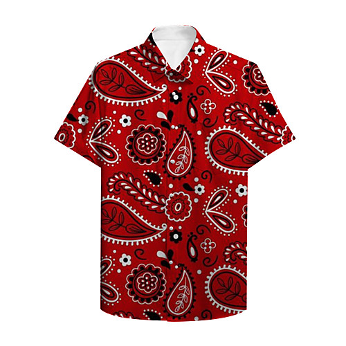 

Men's Shirt 3D Print Graphic Print Short Sleeve Daily Tops Basic Casual Red