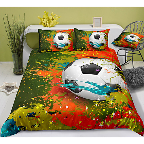 

sports series football print 3-piece duvet cover set hotel bedding sets comforter cover with soft lightweight microfiber, include 1 duvet cover, 2 pillowcases for double/queen/king(1 pillowcase for