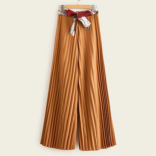 

Women's Stylish Streetwear Casual Weekend Culotte Pants Simple Ankle-Length Pleated Camel